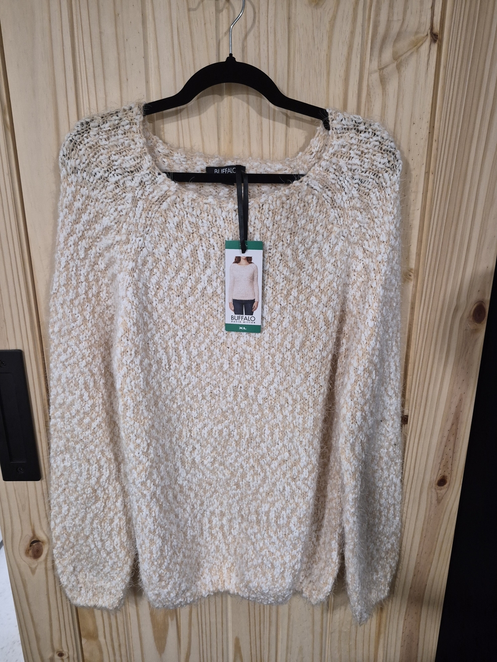 Buffalo David Bitton Cream Bouclé Crew Neck Sweater